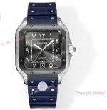 THB Factory Swiss Copy Cartier Santos Middle East Gray Gradient Blue Rubber Strap 39.8mm Watches